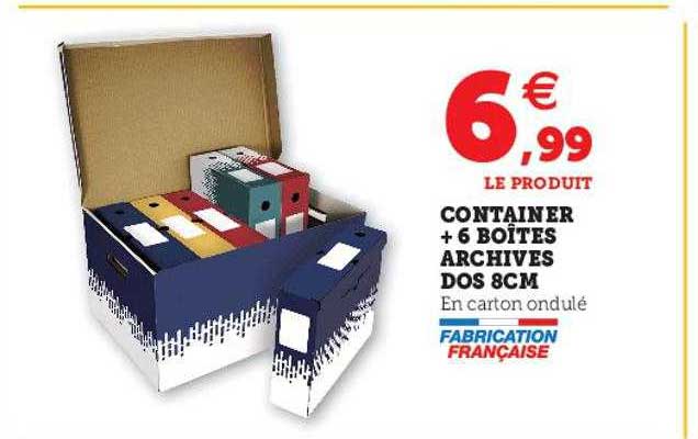 container + 6 boîtes archives dos 8 cm