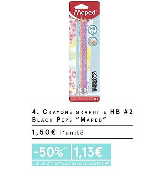 crayons graphite hb #2 black peps maped