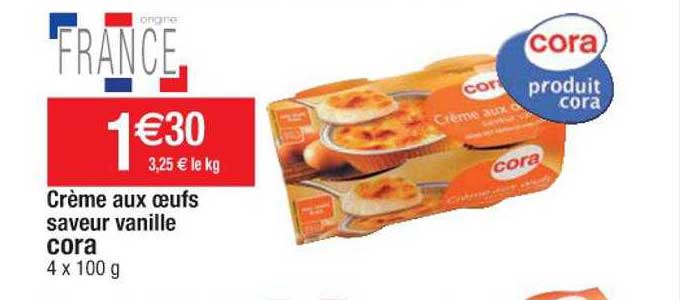 Crème Aux œufs Saveur Vanille Cora