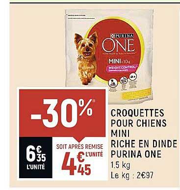 croquettes pour chiens mini riche en dinde purina one