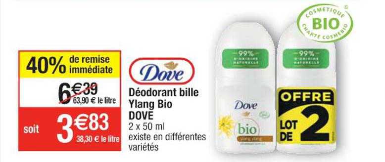 déodorant bille ylang bio dove