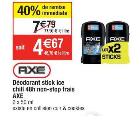 déodorant stick ice chill 48h non-stop frais axe