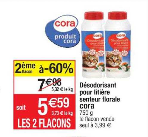 désodorisant pour litière senteur florale cora