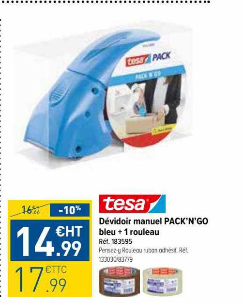 Dévidoir Manuel Pack'n'go Bleu + 1 Rouleau Tesa