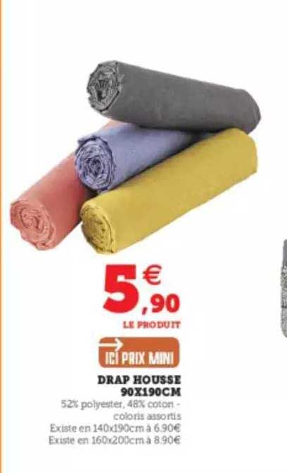 drap housse 90x190cm
