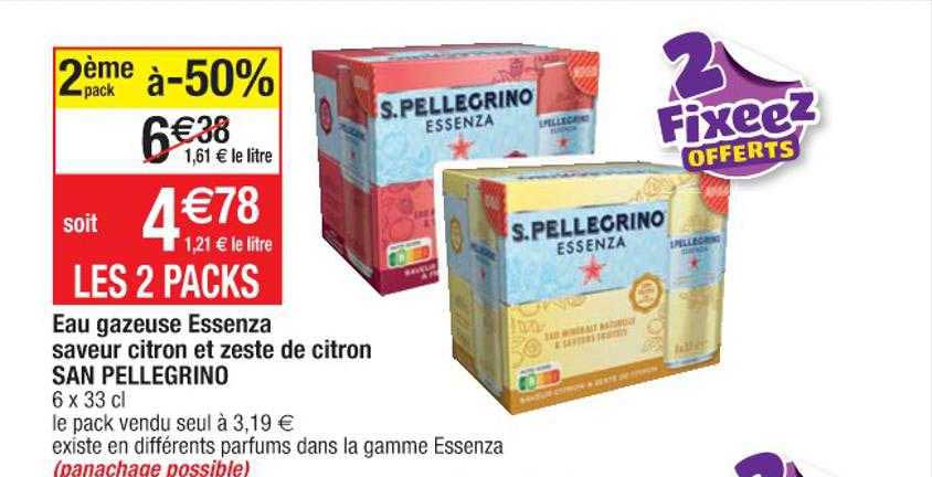 Eau Gazeuse Essenza Saveur Citron Et Zeste De Citron San Pellegrino