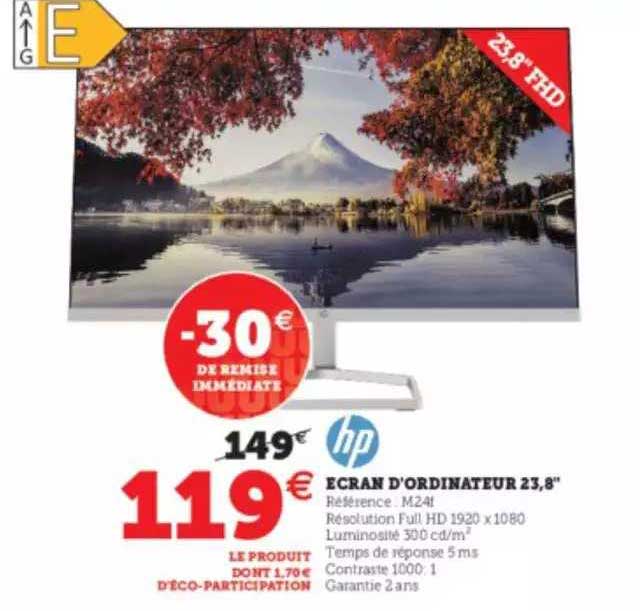 ecran d'ordinateur 23,8" hp