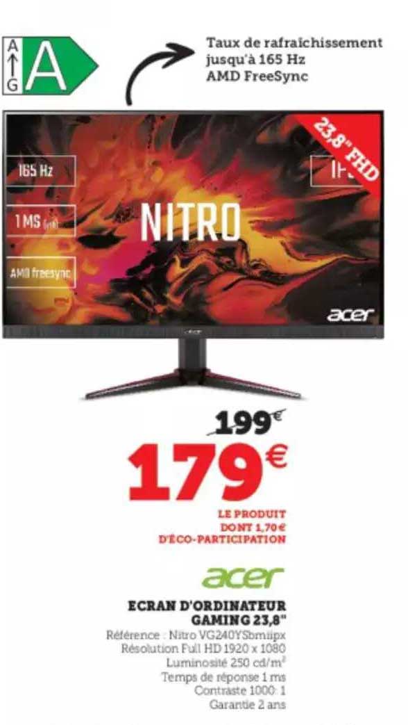 écran d'ordinateur gaming 23,8"