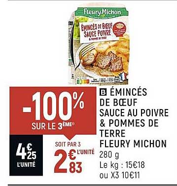 émi,és de boeuf sauce au poivre & pomme de terre fleury michon
