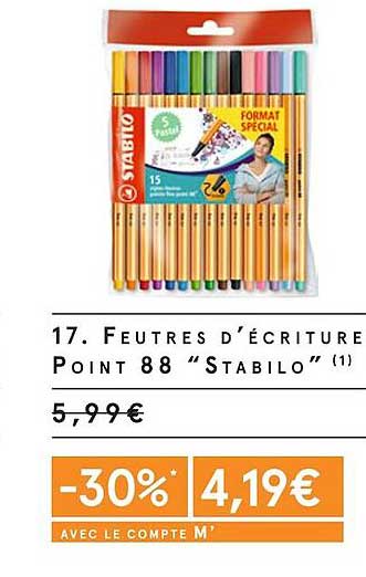 feutres d'écriture point 88 stabilo