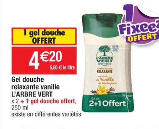 gel douche relaxante vanille l'arbre vert