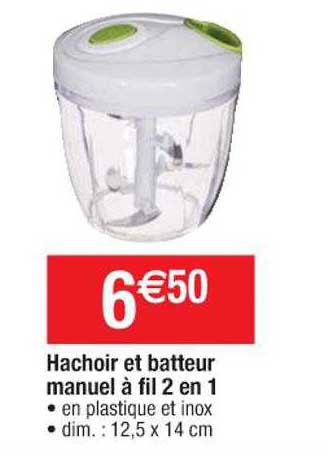 Hachoir Et Batteur Manuel à Fil 2en1