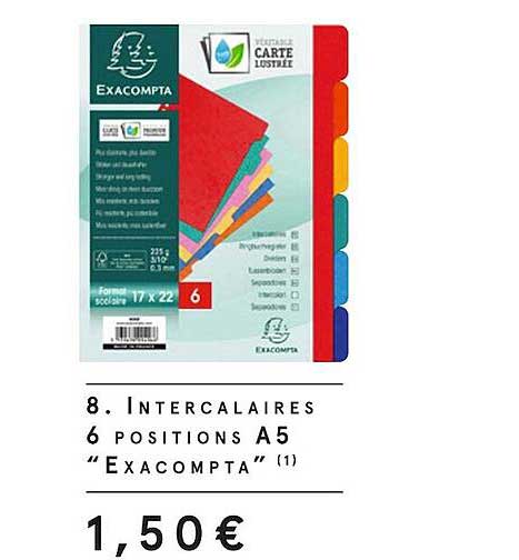 Intercalaires 6 Positions A5 Exacompta