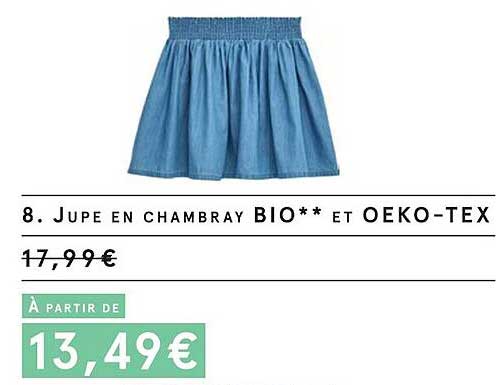 jupe en chambray bio et oeko-tex