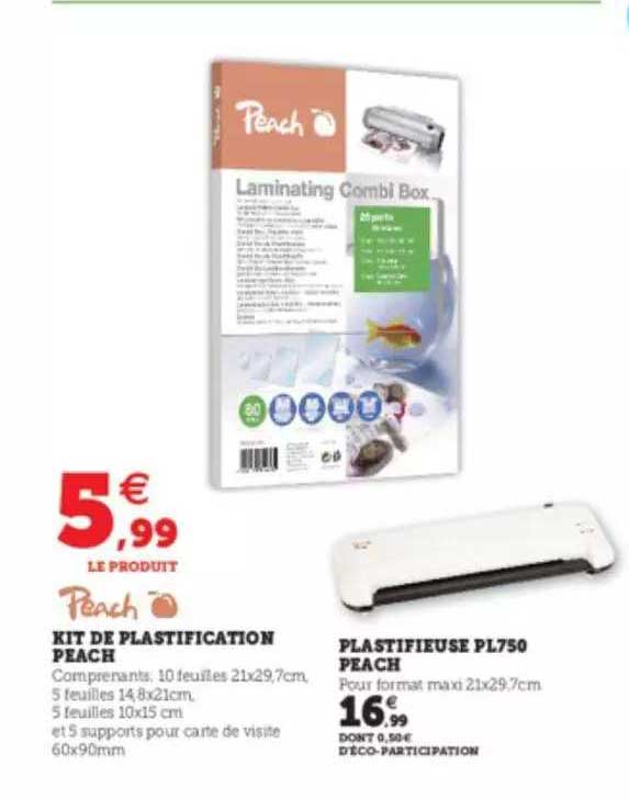 kit de plastification peach, plastification pl750 peach