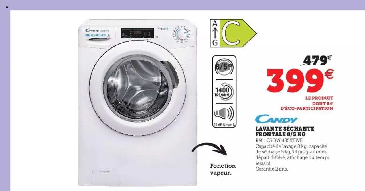 lavante séchante frontale 8-5 kg candy