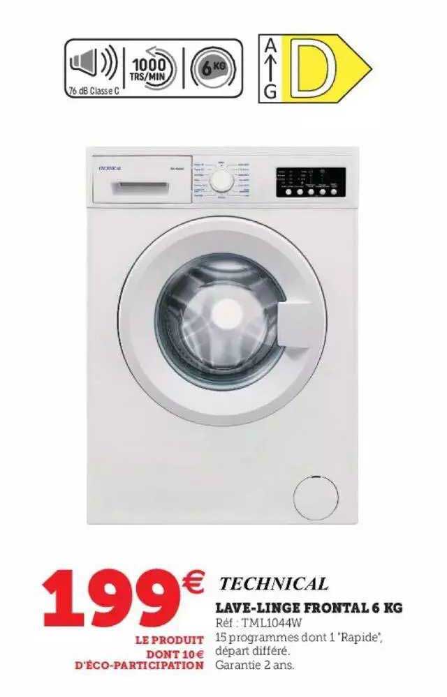 lave-linge frontal 6 kg technical
