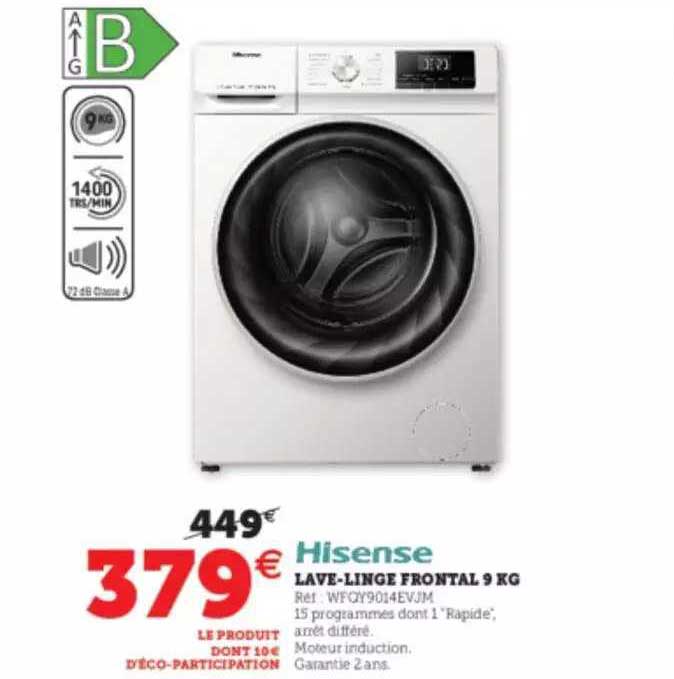 lave-linge frontal 9 kg hisense