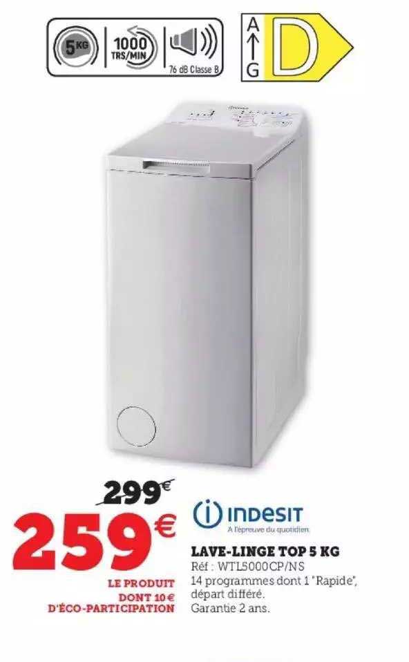 lave-linge top 5 kg indesit