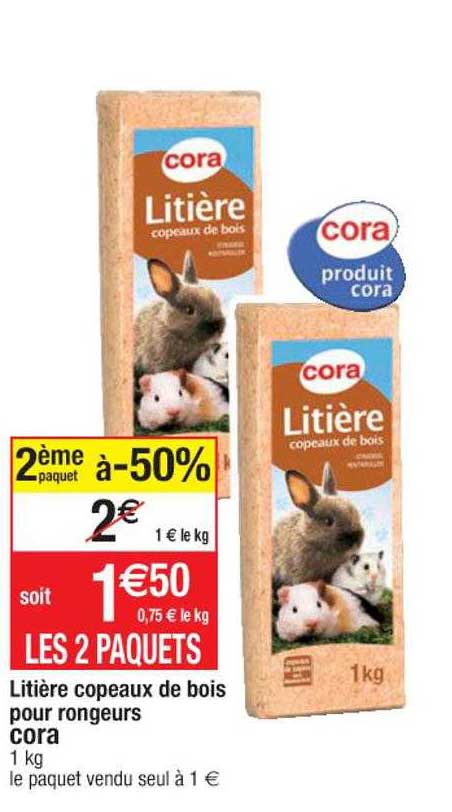litière copeaux de bois pour rongeurs cora