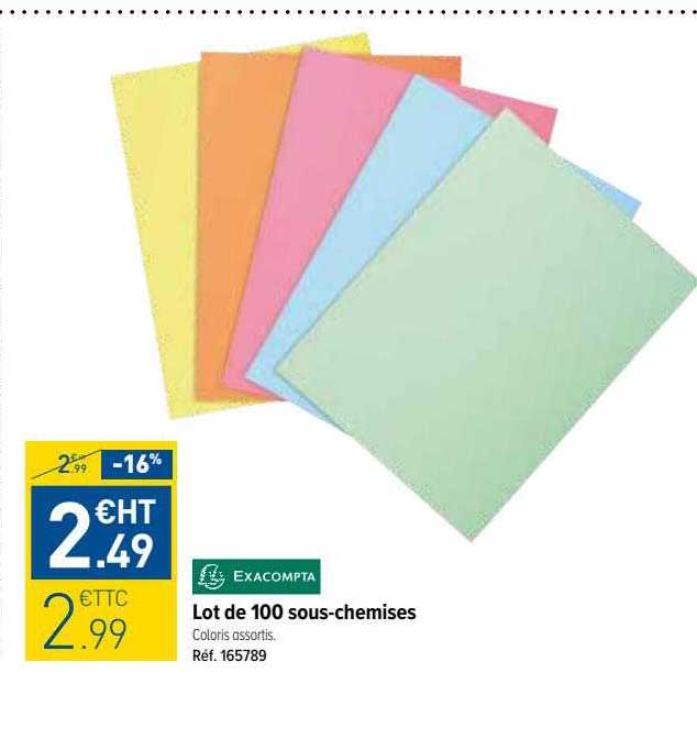 lot de 100 sous-chemises exacompta