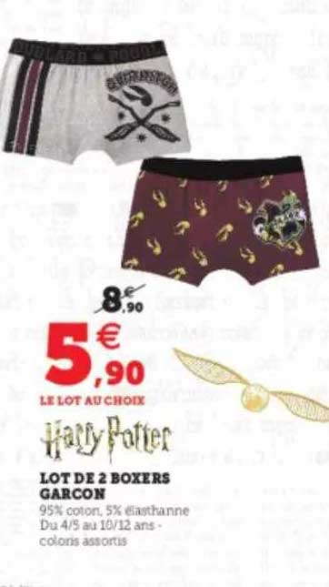 lot de 2 boxers garçon harry potter