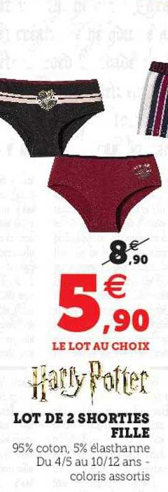 lot de 2 shorties fille harry potter