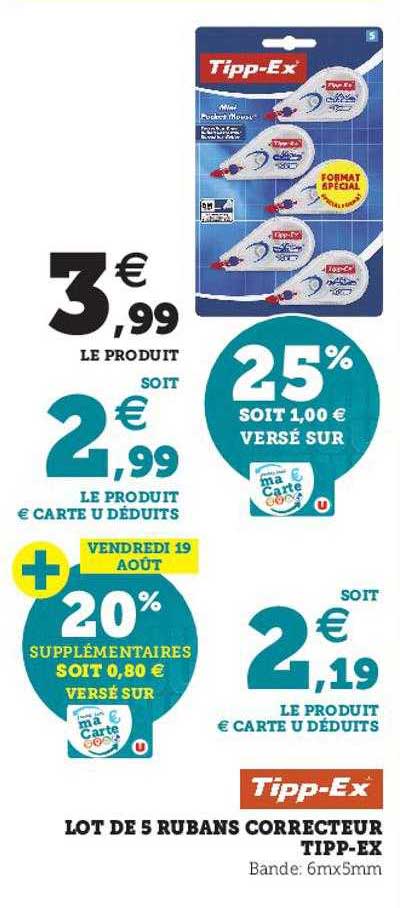 lot de 5 rubans correcteur tipp-ex
