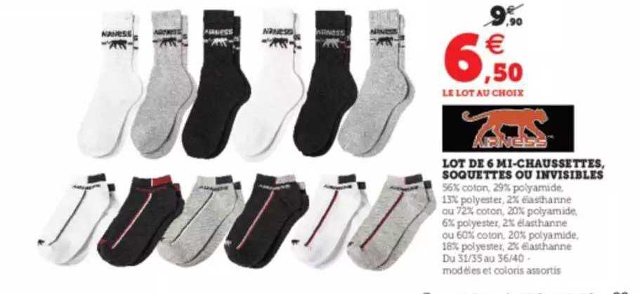 Lot De 6 Mi-chaussettes, Soquettes Ou Invisibles