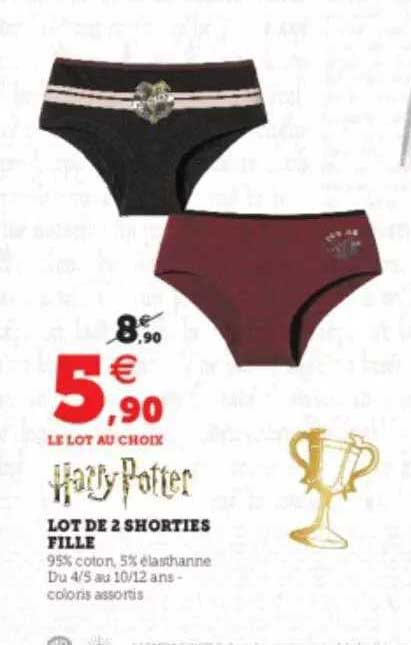 lot de shorties fille harry potter