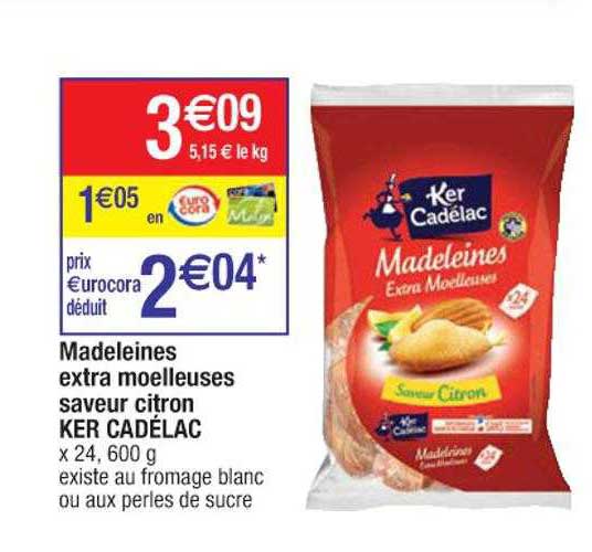 madeleines extra moelleuses saveur citron ker cadélac