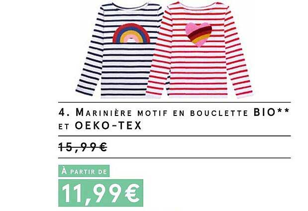 marinière motif en bouclette bio et oeko-tex