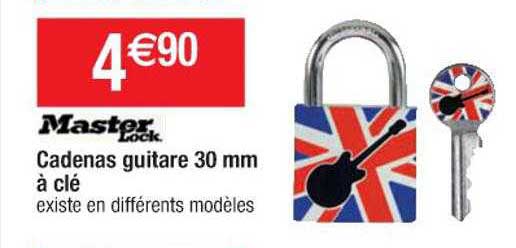 masterlock cadenas guitare 30mm à clé