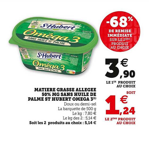 matière grasse allégée 50% mg sans huile de palme st hubert oméga 3
