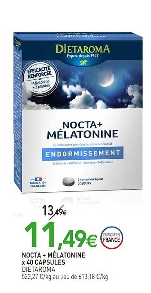 Nocta + Mélatonine X 40 Capsules Dietaroma