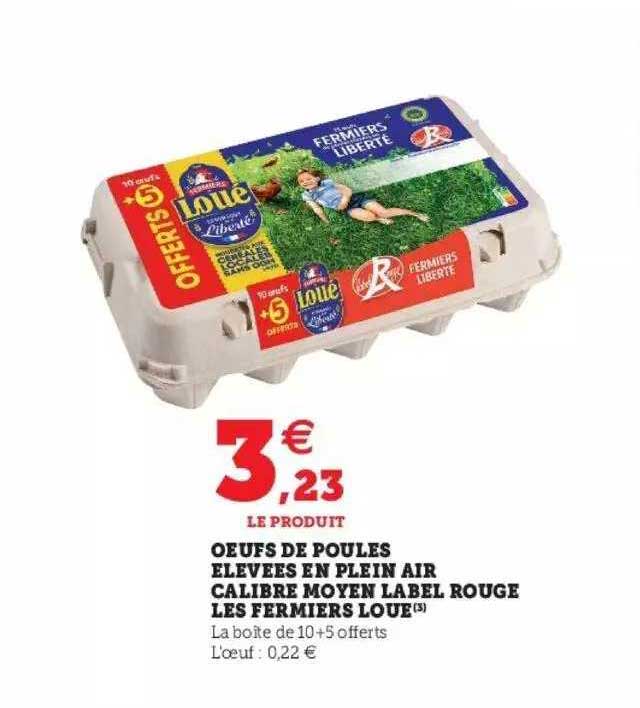 oeufs de poules élevées en plein air calibre moyen label rouge les fermiers loué