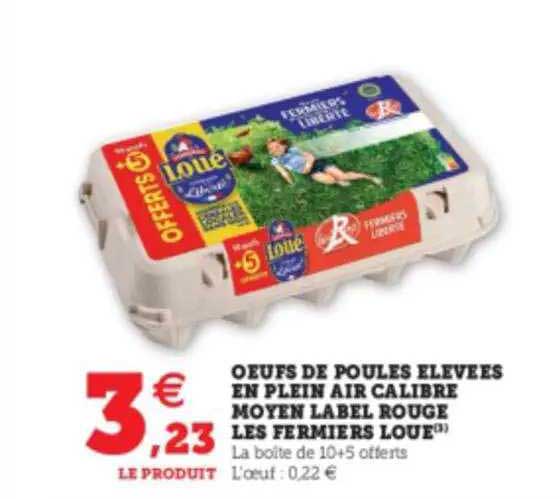 oeufs de poules elevées en plein air calibre moyen label rouge les fermiers loue