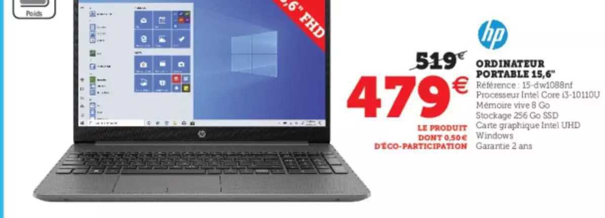 Ordinateurs Portable 15,6" Hp