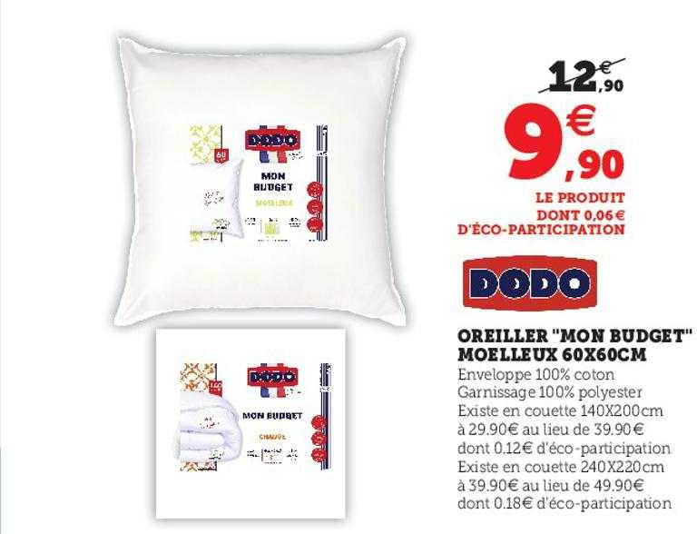 oreiller "mon budget" moelleux