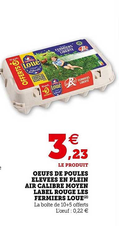 œufs de poules élevées en plein air calibre moyen label rouge les fermiers loué