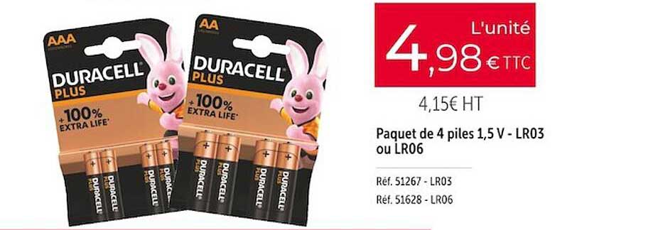 Paquet De 4 Piles 1,5v