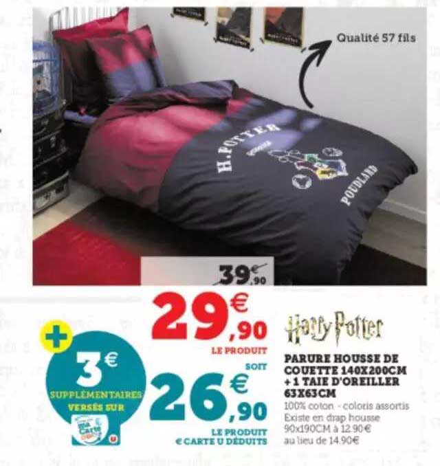 parure housse de couette 140x200cm + 1 taie d'oreiller 63x63cm