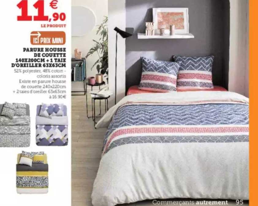 parure housse de couette 140x200cm +1 tale d'oreiller 63x63cm