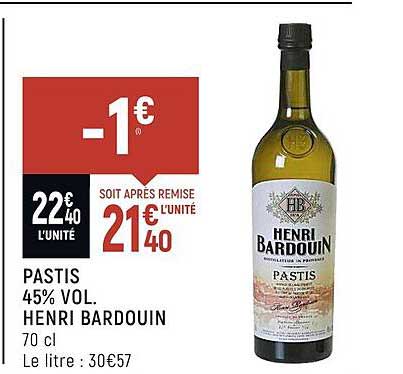 pastis 45% vol. henri bardouin