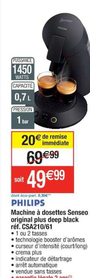 philips machine à dosettes senseo original plus deep black