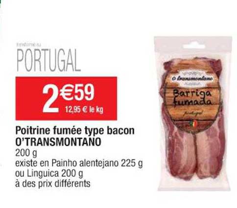 poitrine fumée type bacon o'transmontano