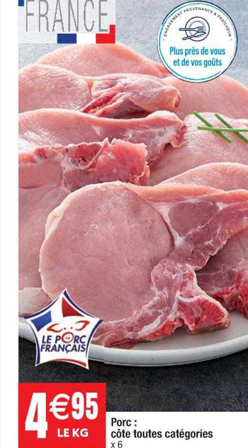 porc : côte toutes catégories
