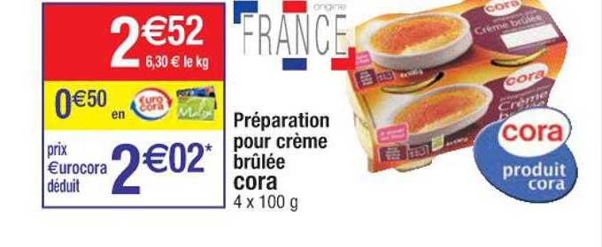 préparation pour crème brûlée cora