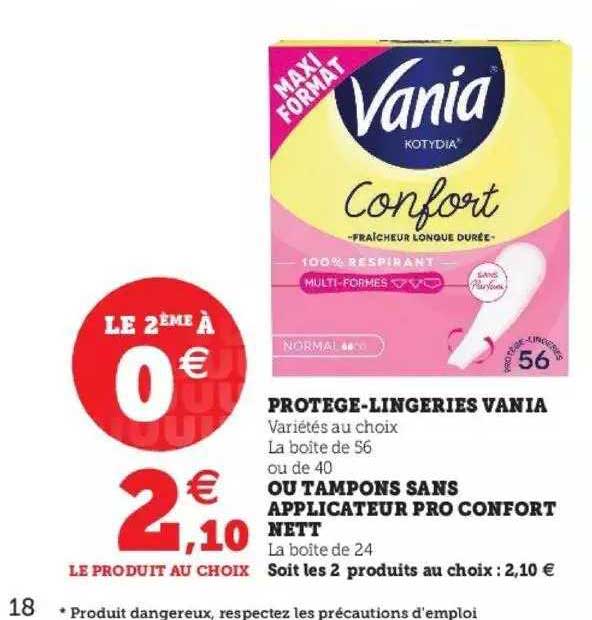 protège-lingeries vania ou tampons sans applicateur pro confort nett
