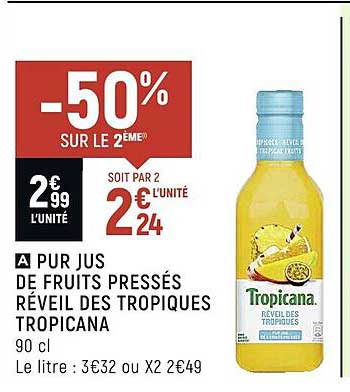 pur jus de fruits pressés réveil des tropiques tropicana